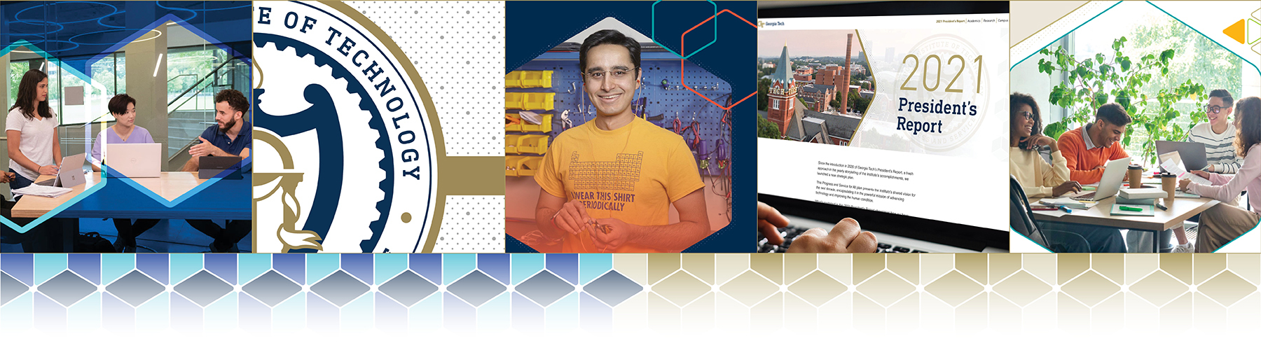examples of the Georgia Tech visual identity in various mediums